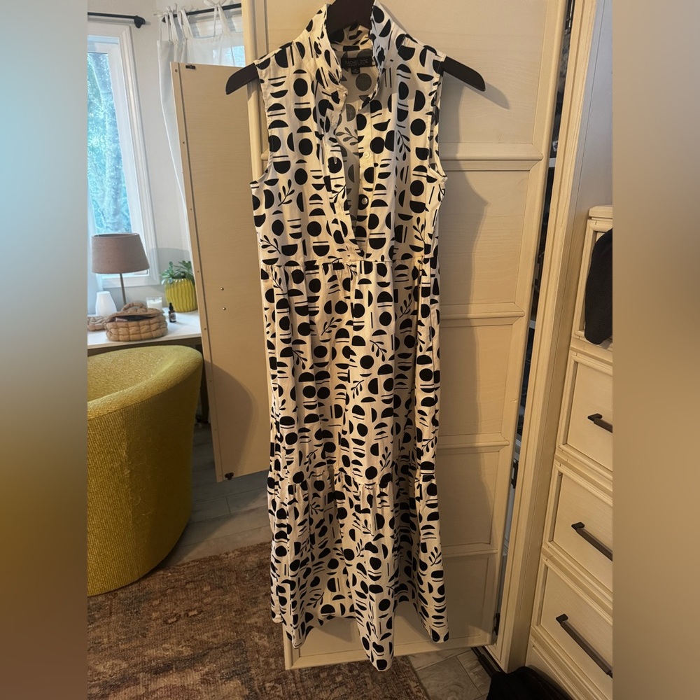 Rachel Zoe Black and White Abstract Maxi Dress
